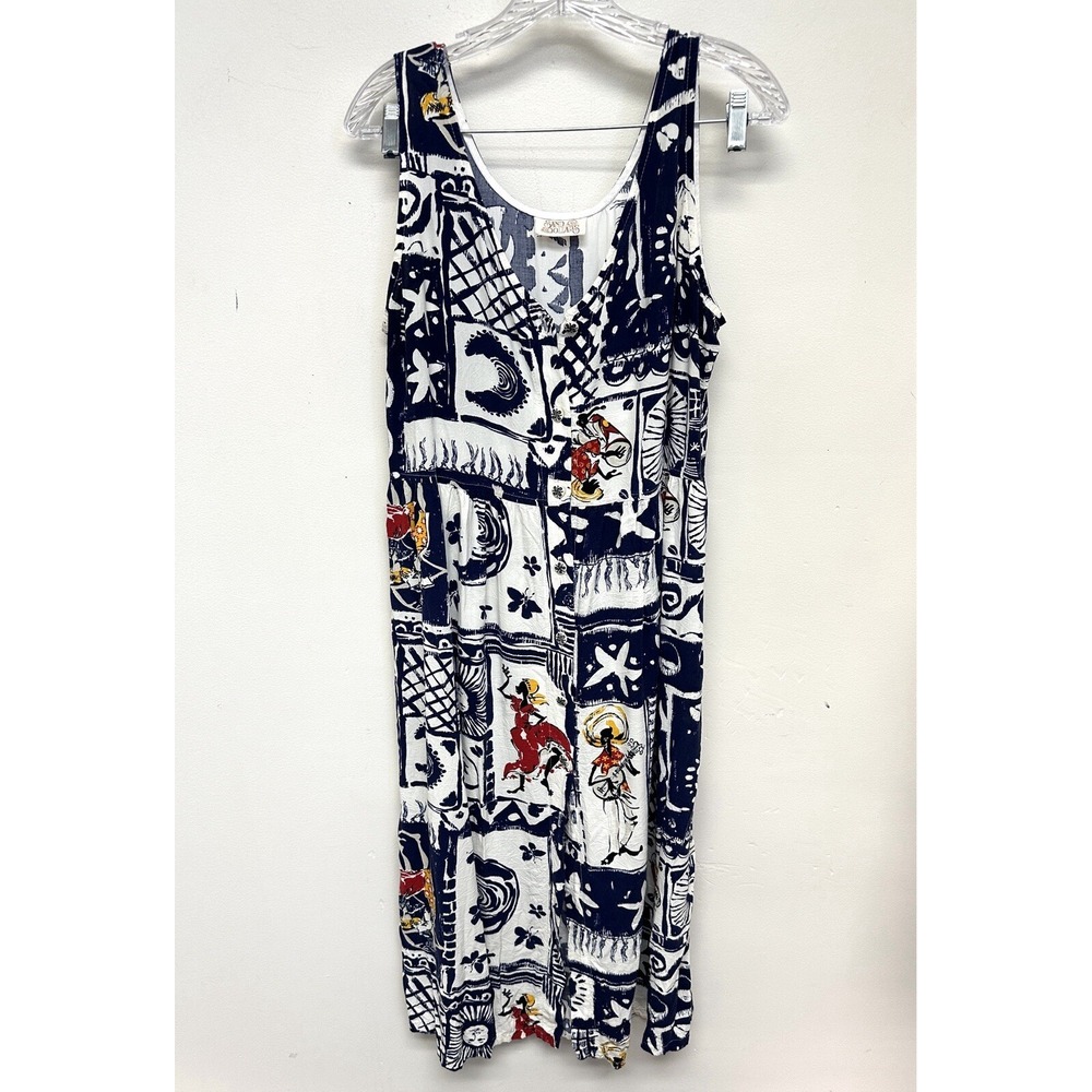 Vintage Sand Dollars Large Dress Tribal Boho Africa Coastal Button Down Sundress